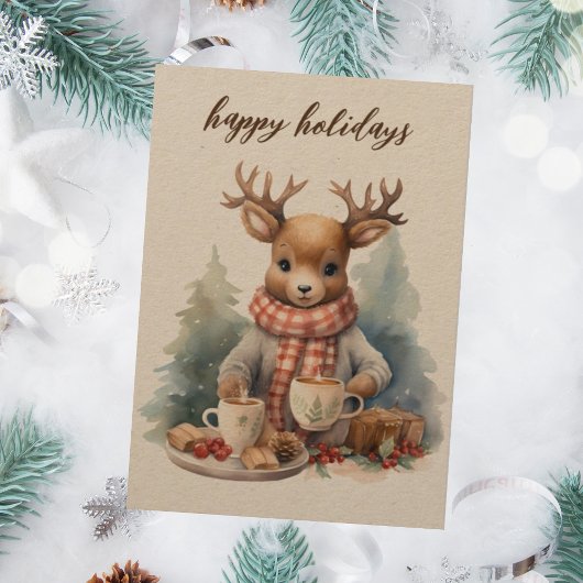 Vintage kerstkaart waterverf illustratie