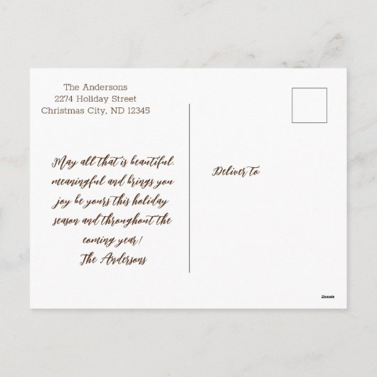 Vintage kerstkaart waterverf illustratie feestdagenkaart (Achterkant)