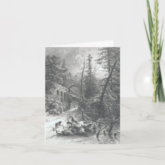 Vintage kerstkaart WINTER FOREST (1871) Feestdagen Kaart (Voorkant)