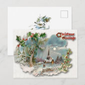 Vintage kerstkaarten aankondigingskaart (Voorkant / Achterkant)