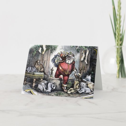 Vintage kerstkaarten feestdagen kaart (Voorkant)