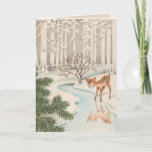 Vintage kerstkaarten feestdagen kaart<br><div class="desc">Deer in reflectie... </div>