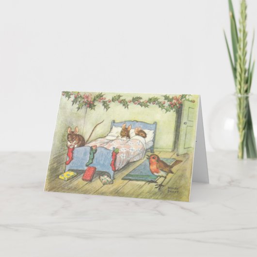 Vintage kerstkaarten feestdagen kaart (Voorkant)