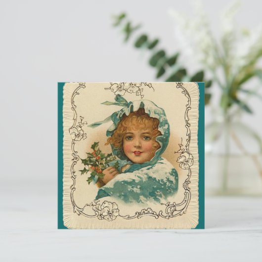 Vintage kerstkaarten feestdagenkaart (Staand voorkant)