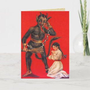Vintage Kerstkaarten Krampus Feestdagen Kaart