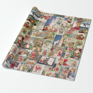 Vintage-kerstkaartenholiday Cadeaupapier