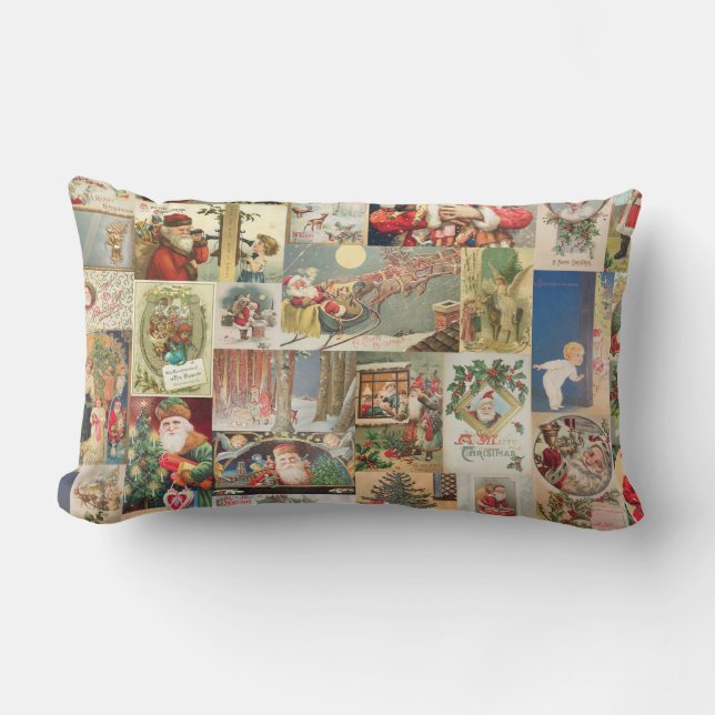 Vintage-kerstkaartenholiday Kussen (Voorkant)