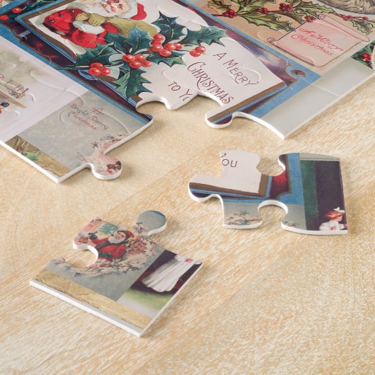 Vintage-kerstkaartenholiday Legpuzzel (Zijkant)