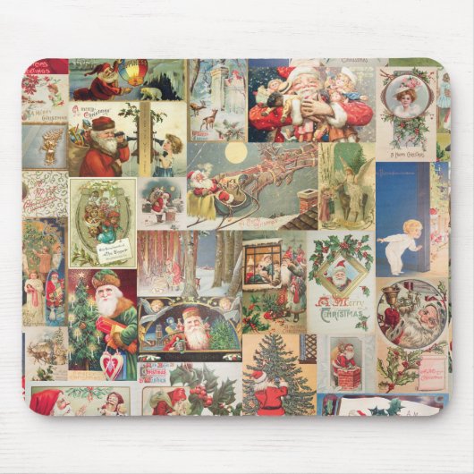 Vintage-kerstkaartenholiday Muismat (Voorkant)