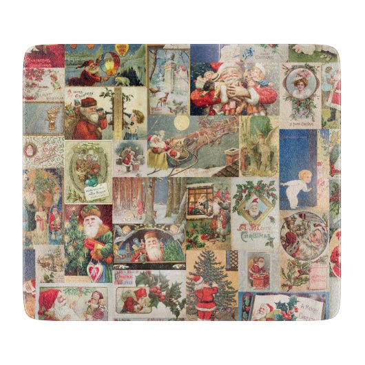 Vintage-kerstkaartenholiday Snijplank (Voorkant)