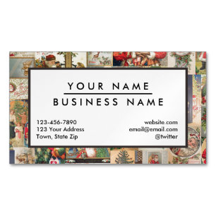 Vintage-kerstkaartenholiday Visitekaartje Magneet