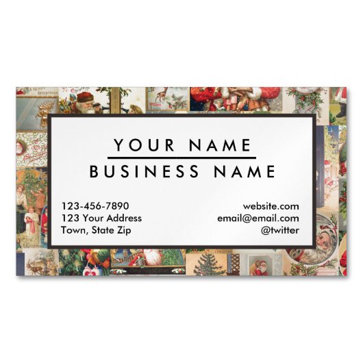 Vintage-kerstkaartenholiday Visitekaartje Magneet (Voorkant)