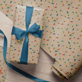 Vintage-kerstkaartenlampjes op Kraft Cadeaupapier