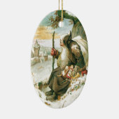 Vintage-kerstkaartenversiering Keramisch Ornament (Rechts)