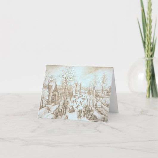 Vintage-kerstkaartWINTER & SKATERS (1886) Feestdagen Kaart (Voorkant)