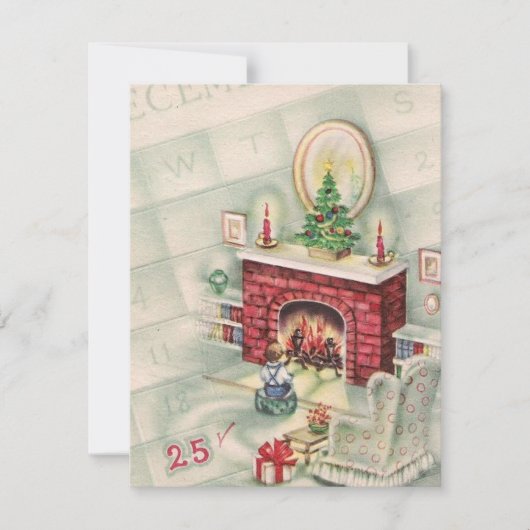 Vintage Kerstkalender Aftellen Feestdagenkaart (Voorkant)
