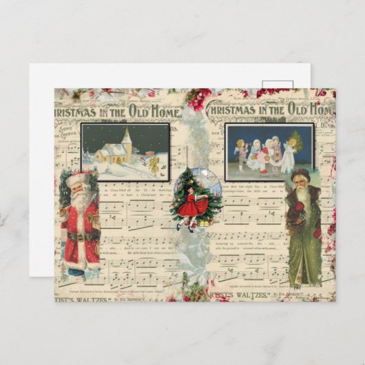 Vintage kerstkana's, kinderen, Briefkaart (Voorkant / Achterkant)