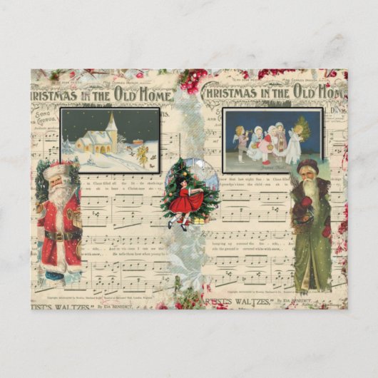 Vintage kerstkana's, kinderen, Briefkaart (Voorkant)
