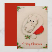 Vintage-kerstkanter in Santa Hat Feestdagenkaart (Voorkant / Achterkant)