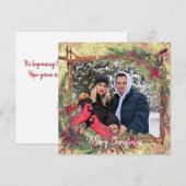 Vintage kerstkardinals foto-lijst feestdagenkaart (Voorkant / Achterkant)