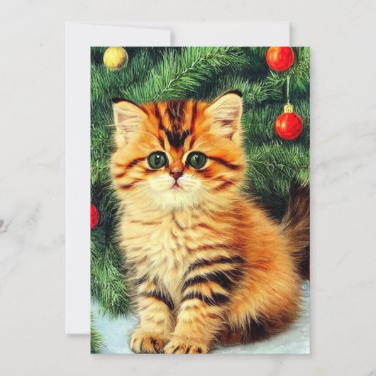 Vintage kerstkat aankondiging (Voorkant)