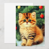 Vintage kerstkat aankondiging (Voorkant / Achterkant)