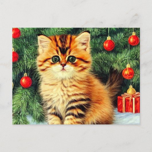 Vintage kerstkat briefkaart (Voorkant)