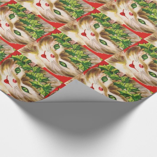 vintage-kerstkat cadeaupapier (Hoek)