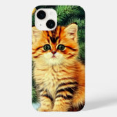 Vintage kerstkat Case-Mate iPhone case (Achterkant)
