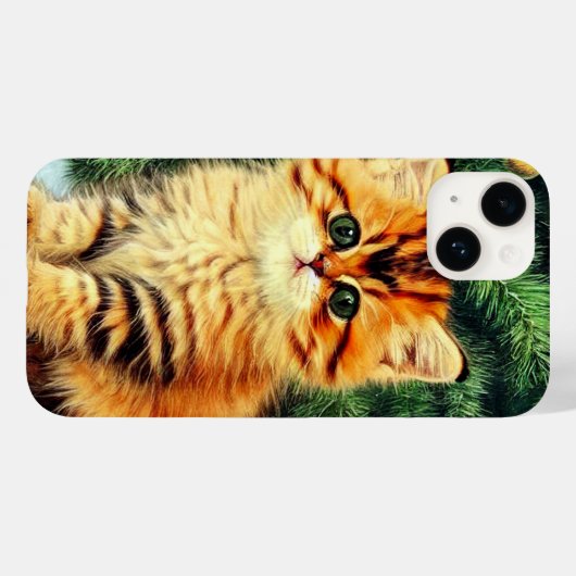 Vintage kerstkat Case-Mate iPhone case (Achterkant (horizontaal))