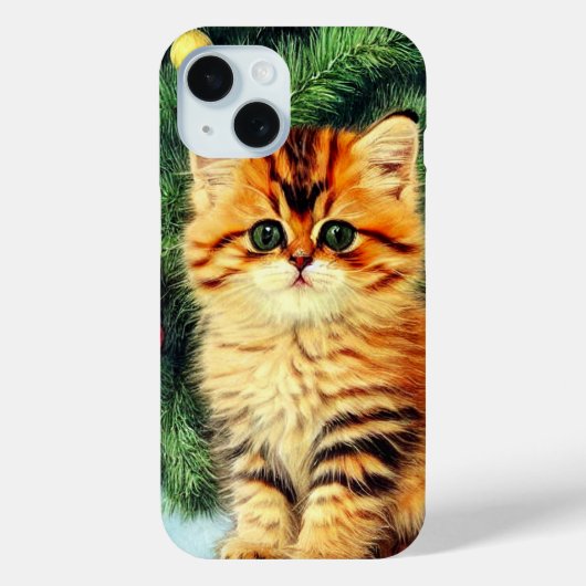 Vintage kerstkat Case-Mate iPhone case (Achterkant)