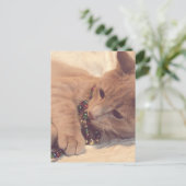 Vintage-kerstKat Feestdagenkaart (Staand voorkant)