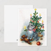 Vintage kerstkat feestdagenkaart (Voorkant / Achterkant)