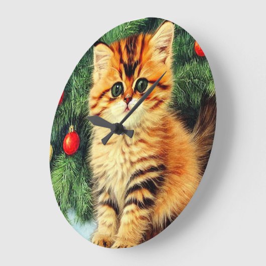 Vintage kerstkat grote klok (Hoek)