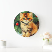 Vintage kerstkat grote klok (Huis)