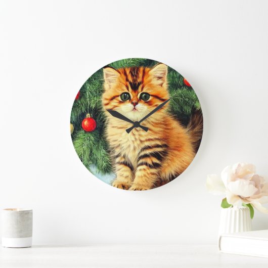 Vintage kerstkat grote klok (Huis)