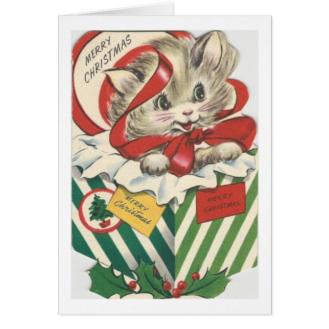 Vintage kerstkat in Cadeau (Voorkant)