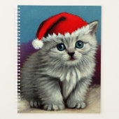 Vintage Kerstkat in Santa Hat Planner (Voorkant)