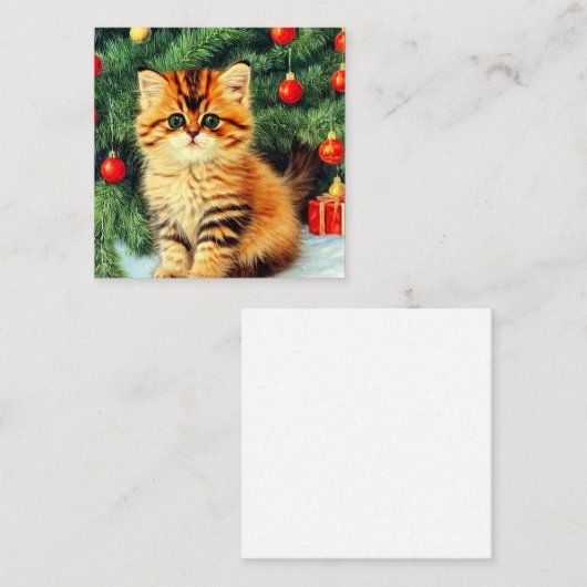 Vintage kerstkat informatiekaartje (Voorkant / Achterkant)