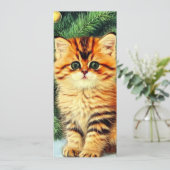 Vintage kerstkat kaart (Staand voorkant)