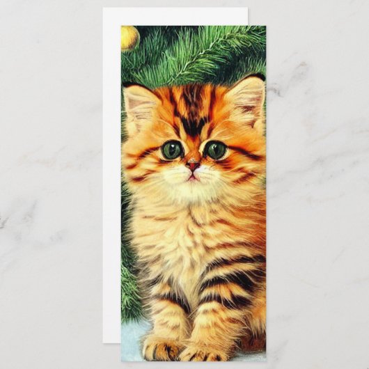 Vintage kerstkat kaart (Voorkant / Achterkant)