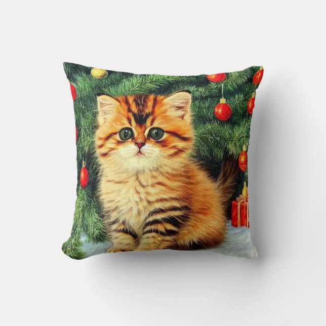 Vintage kerstkat kussen (Voorkant)