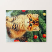 Vintage kerstkat legpuzzel (Horizontaal)