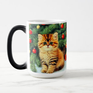 Vintage kerstkat magische mok