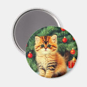 Vintage kerstkat magneet (Voorkant / Achterkant)