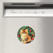 Vintage kerstkat magneet (Insitu (Vaatwasser))