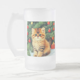 Vintage kerstkat matglas bierpul