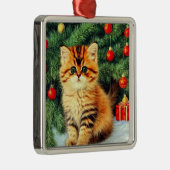 Vintage kerstkat metalen ornament (Rechts)