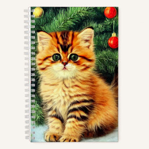 Vintage kerstkat notitieboek