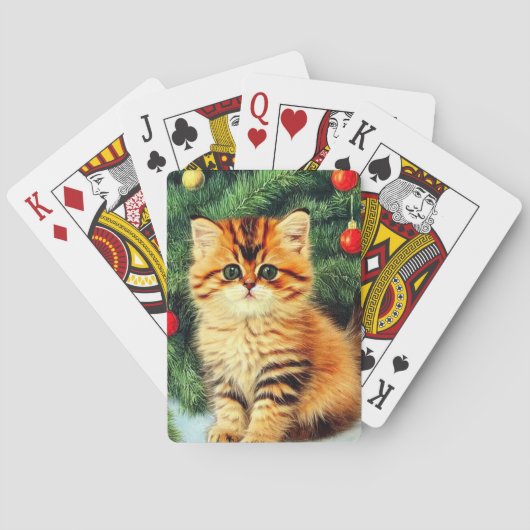 Vintage kerstkat pokerkaarten (Achterkant)